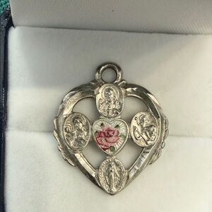 Sterling Silver Heart Religious Pendant
